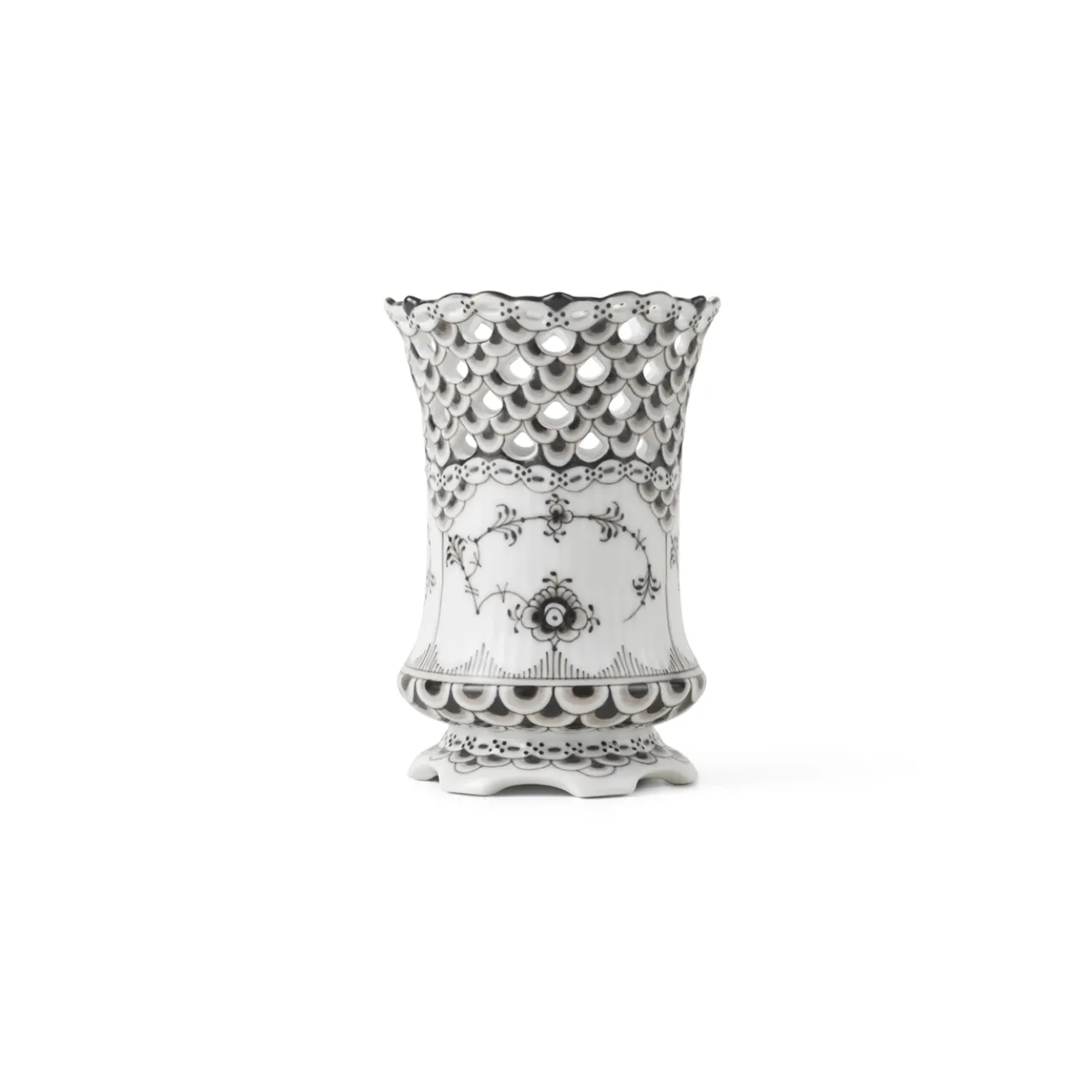 Black Fluted Full Lace Vase, 11 cm