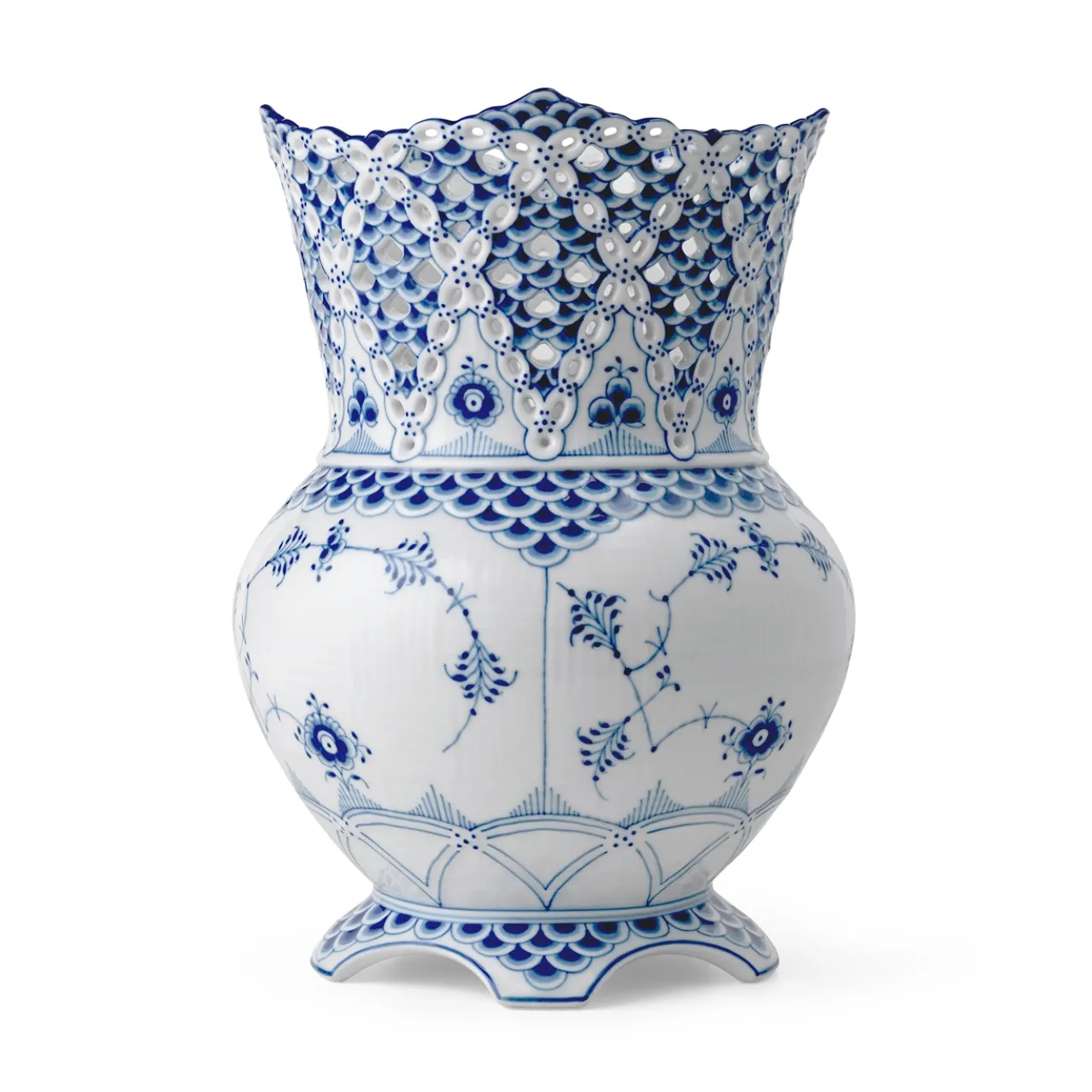 Blue Fluted Full Lace Vase, 22 cm