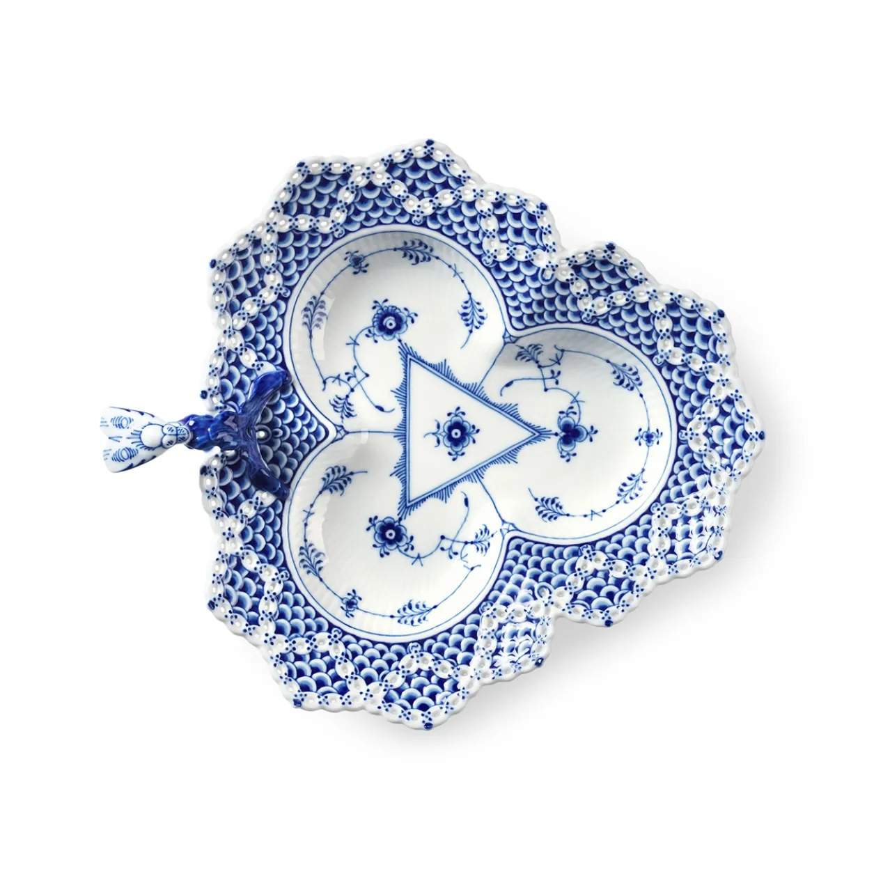 Blue Fluted Full Lace Assiette, 25 cm