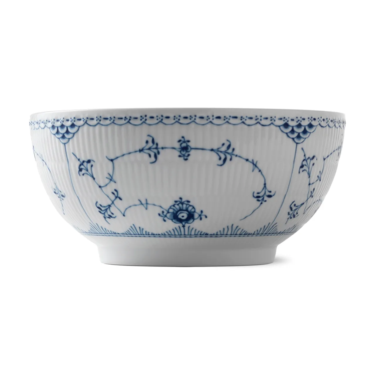 Blue Fluted Half Lace Bowl, 310 cl