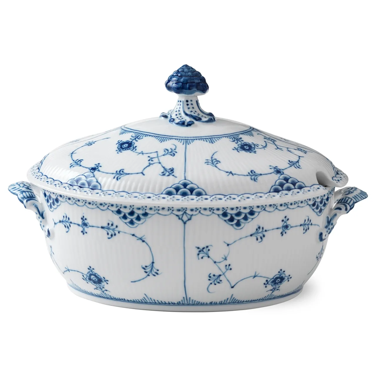 Blue Fluted Half Lace Tureen with Lid, 200 cl