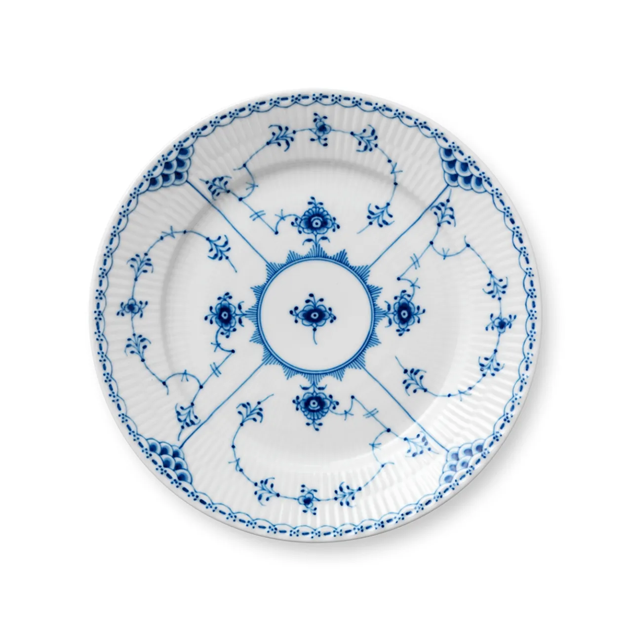 Blue Fluted Half Lace Plate, 22 cm