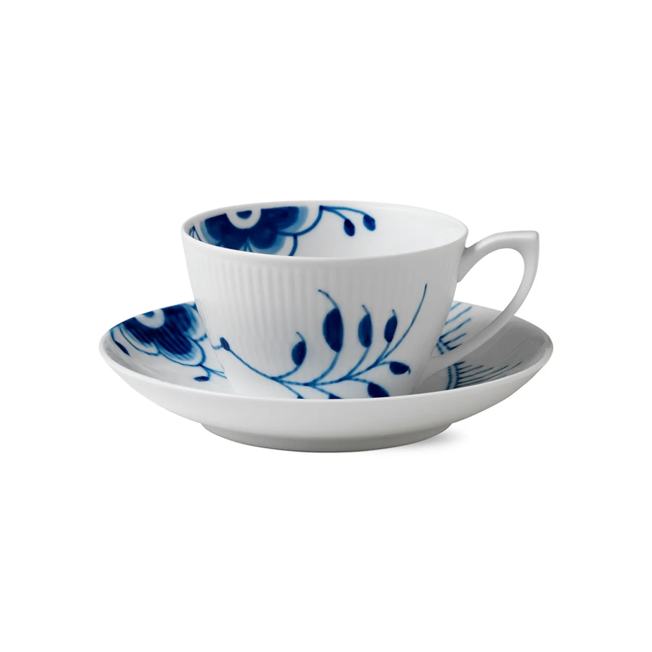 Blue Fluted Mega Cup and Saucer, 28 cl