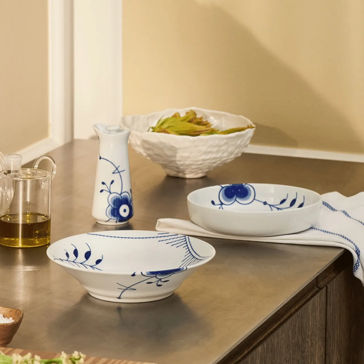 Blue Fluted Mega Oil and Vinegar Bottle, 13.5 cm