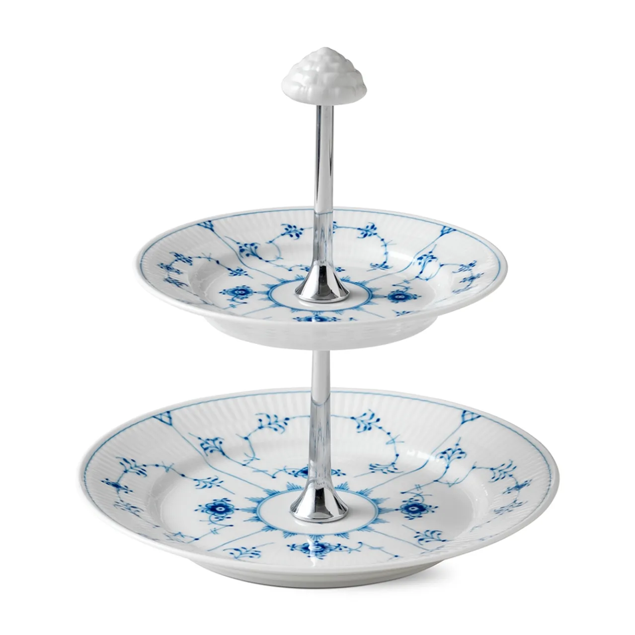 Blue Fluted Plain Étagère, 2 layers