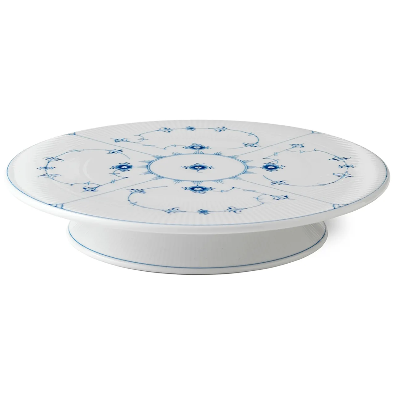 Blue Fluted Plain Dish on Stand, 32 cm