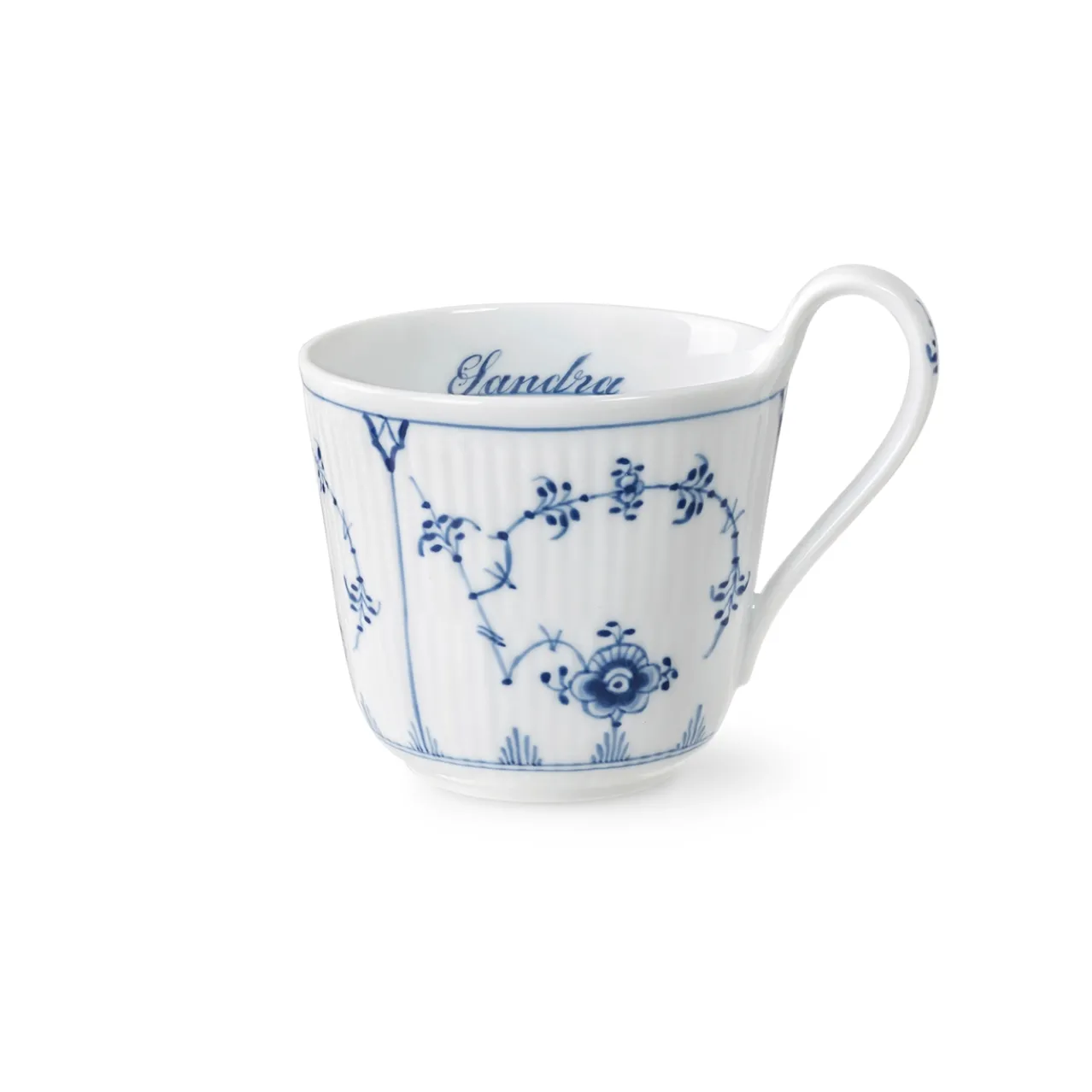 Blue Fluted Plain High Handle Cup, Bespoke, 33 cl