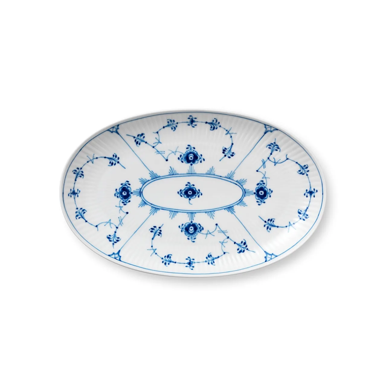 Blue Fluted Plain Assiette, 23.5 cm
