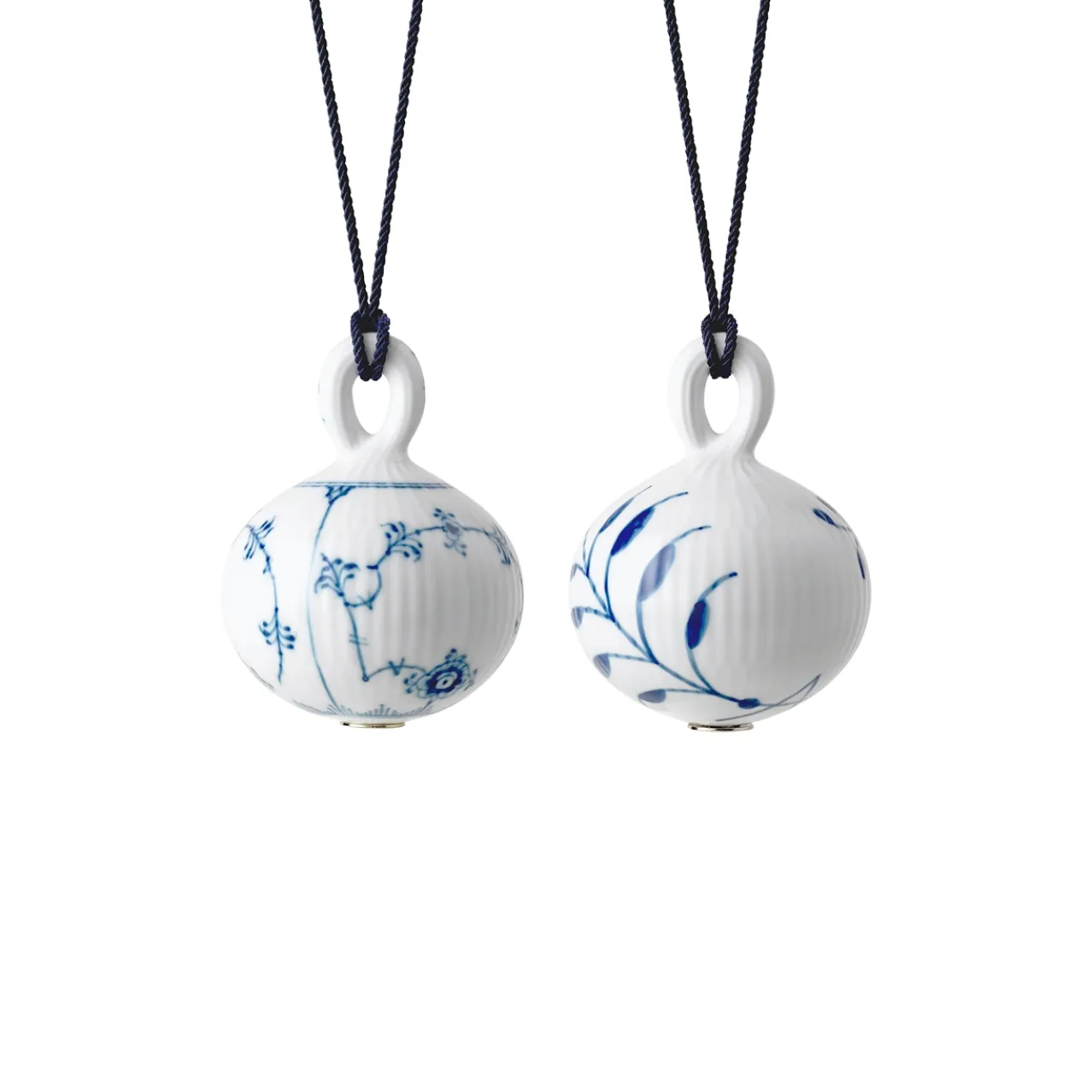 Blue Fluted Plain and Blue Fluted Mega Christmas Bauble, 9.5 cm, 2 pcs