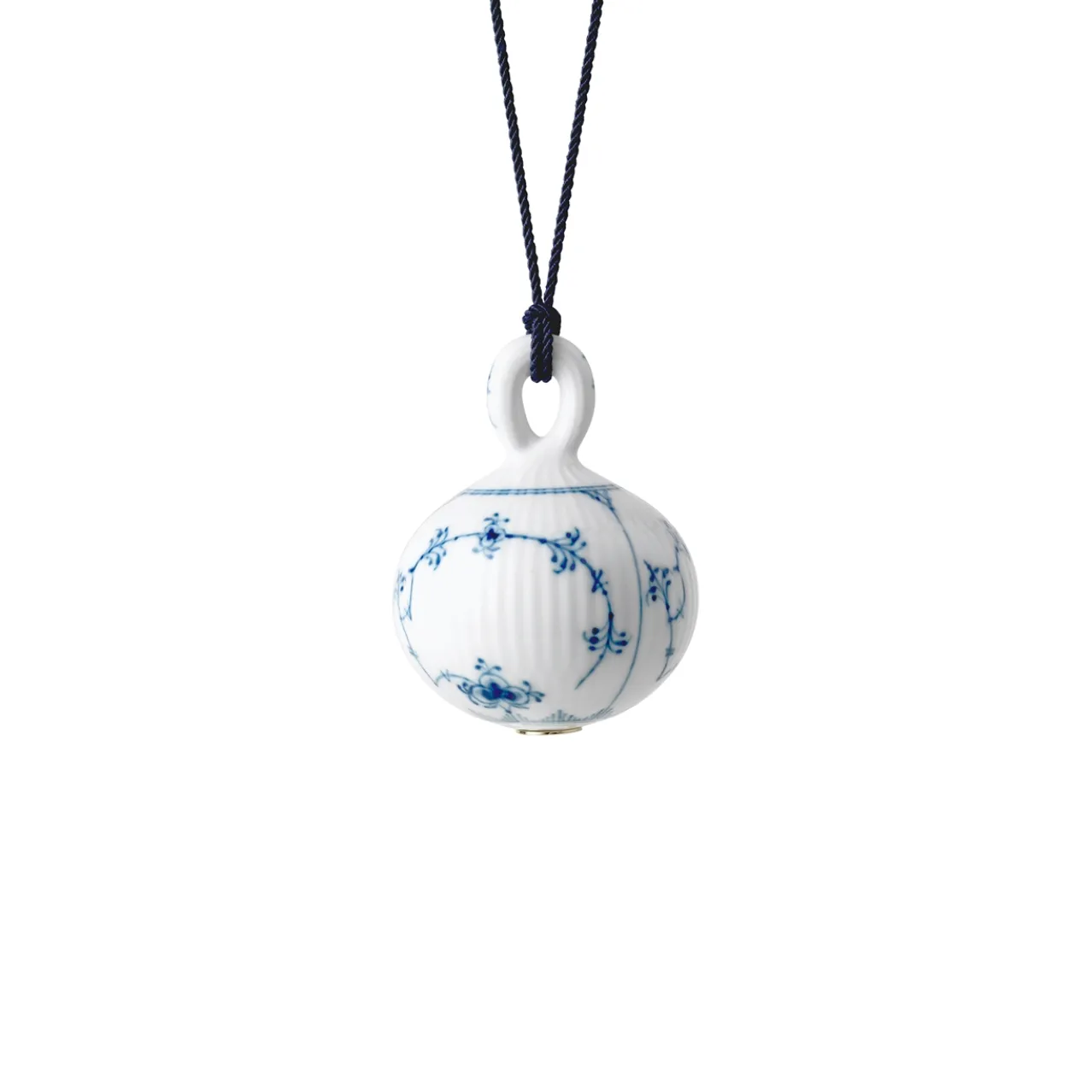 Blue Fluted Plain Christmas Bauble, 9.5 cm