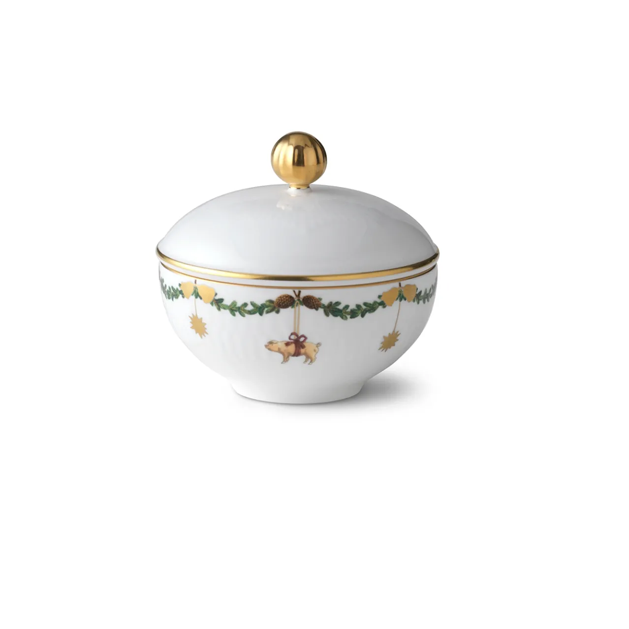 Star Fluted Christmas Sugar Bowl with Lid, 15 cl