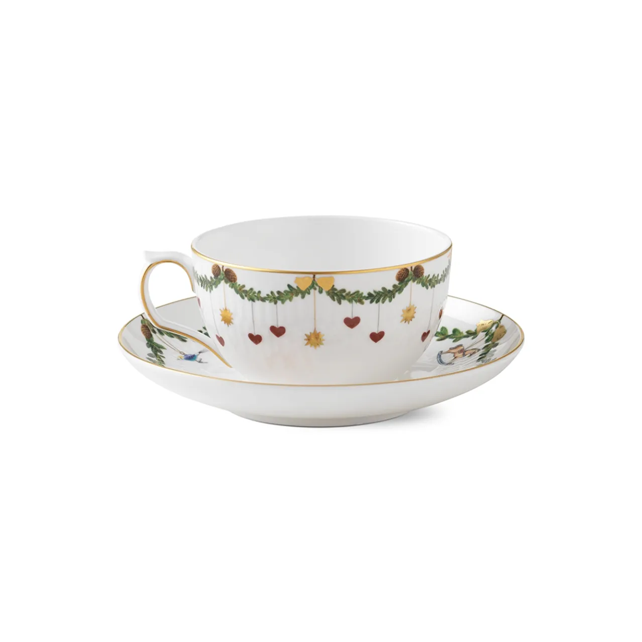 Star Fluted Christmas Cup and Saucer, 32 cl