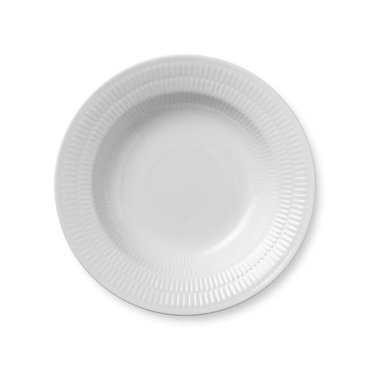 White Fluted Deep Plate, 21 cm