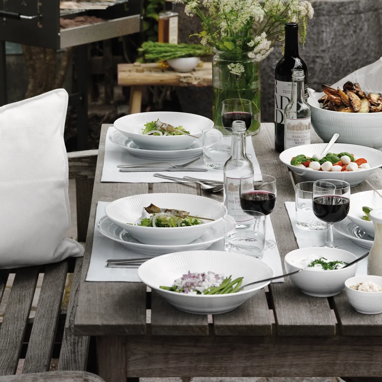 White Fluted Deep Plate, 24 cm