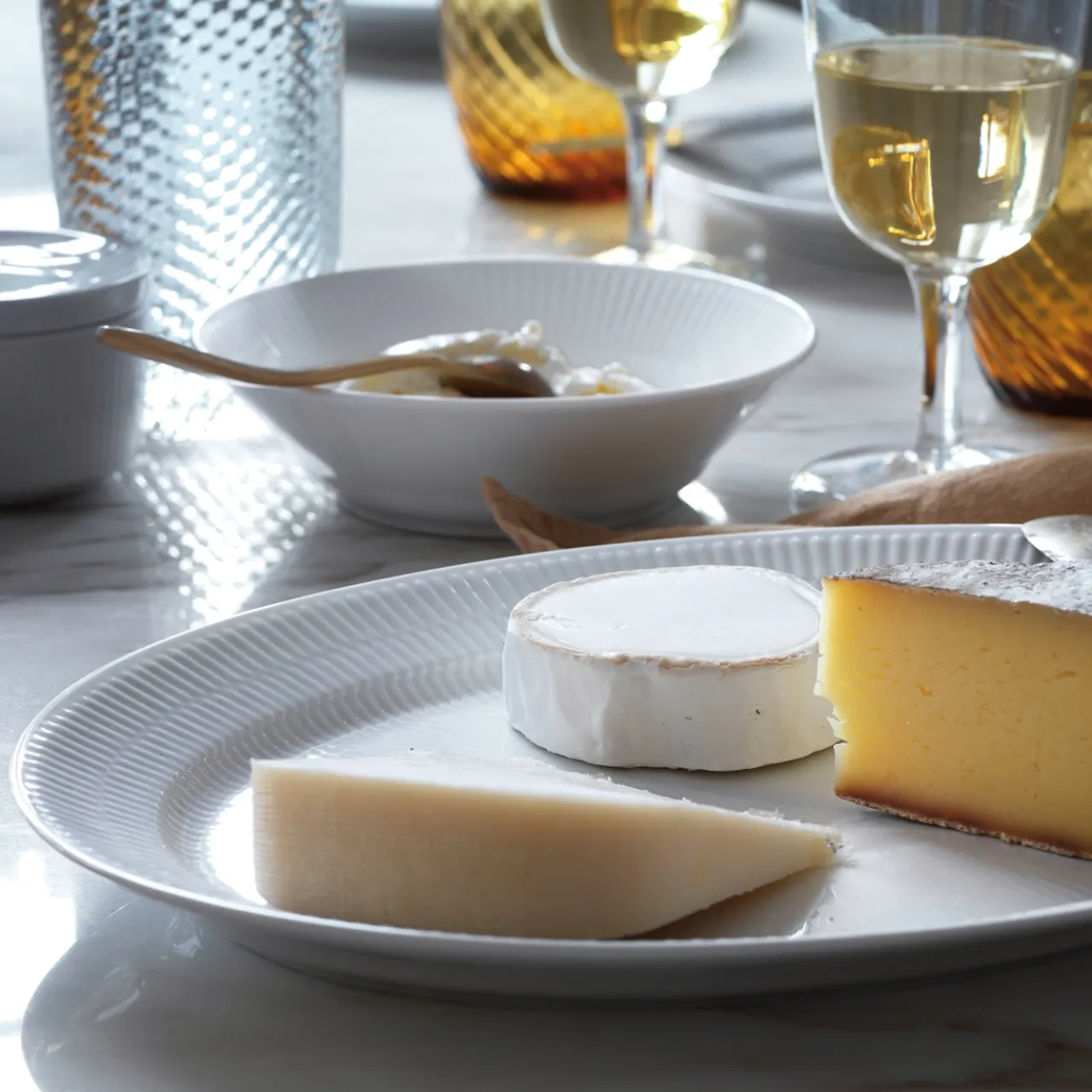 White Fluted Deep Plate, 17 cm