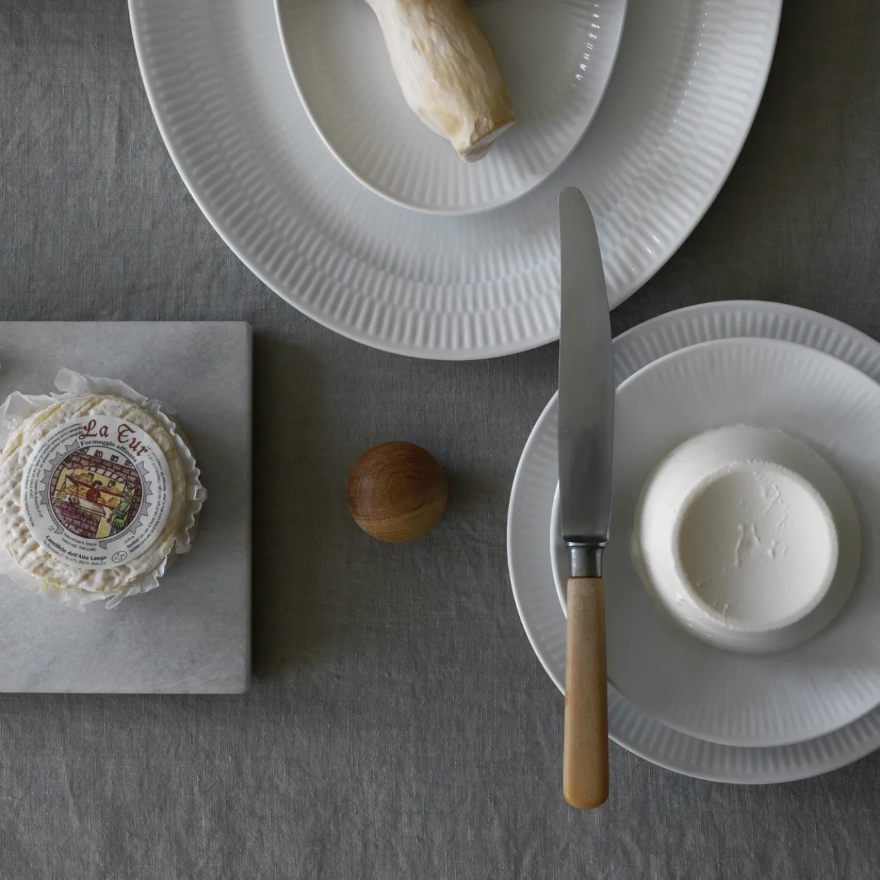 White Fluted Deep Plate, 17 cm