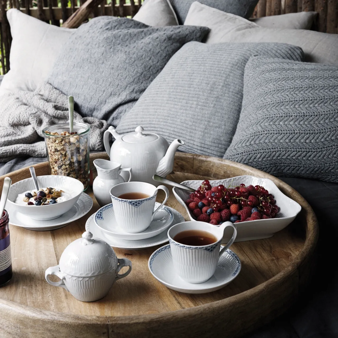 White Fluted Half Lace Cream Jug, 17 cl