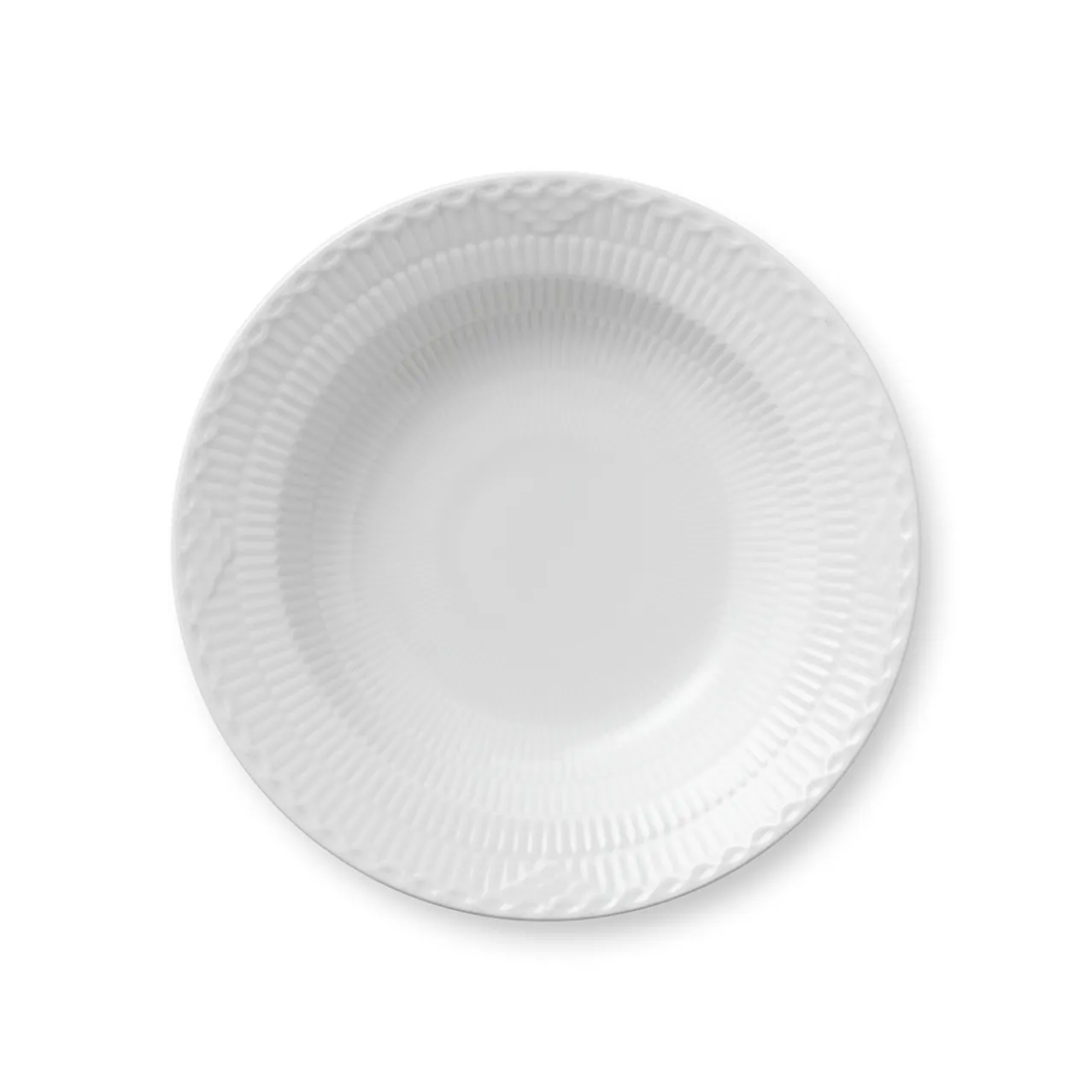 White Fluted Half Lace Deep Plate, 21 cm