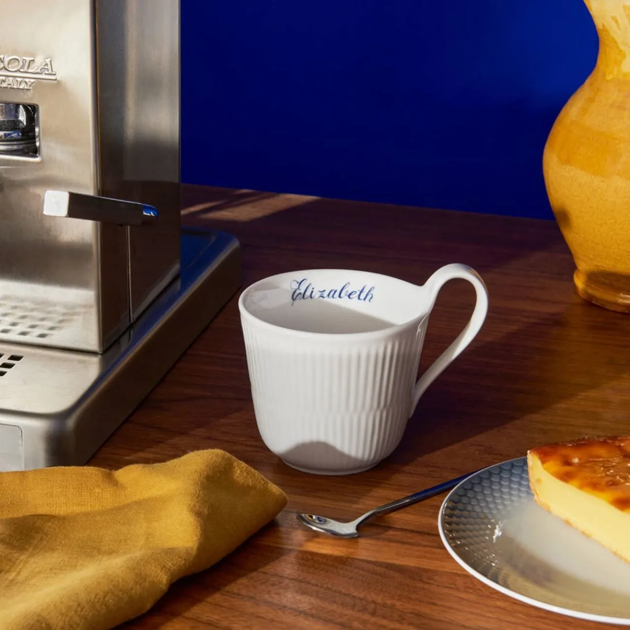 White Fluted High Handle Cup, Bespoke, 33 cl