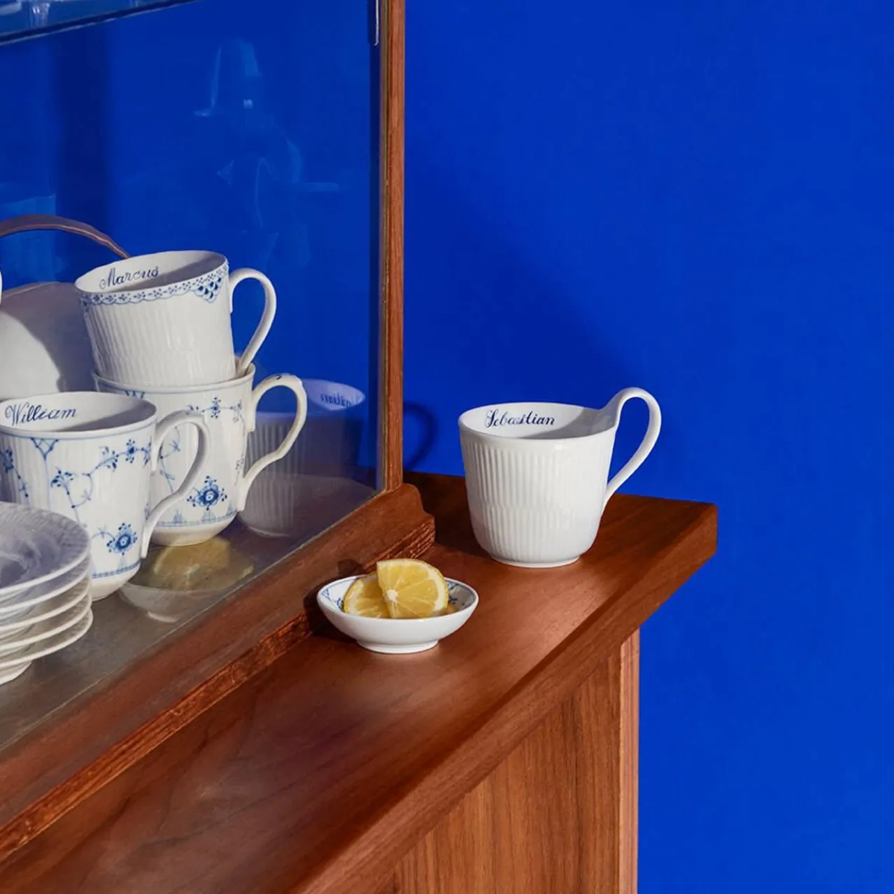 White Fluted High Handle Cup, Bespoke, 33 cl