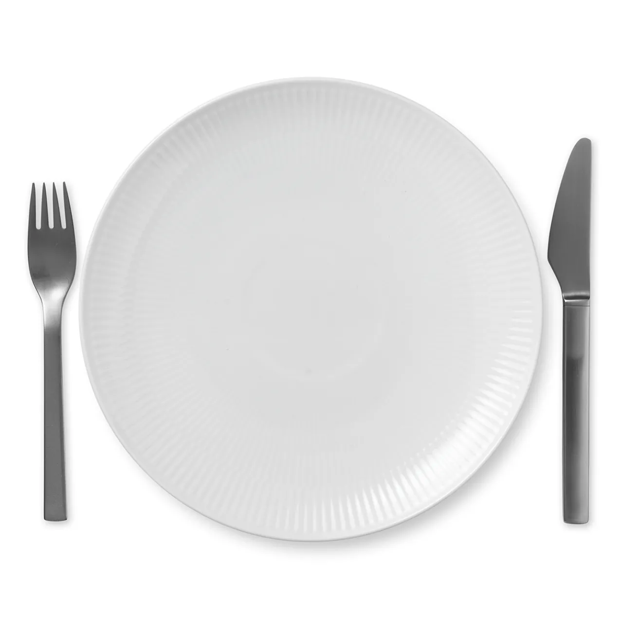 White Fluted Plate Coupe, 23 cm