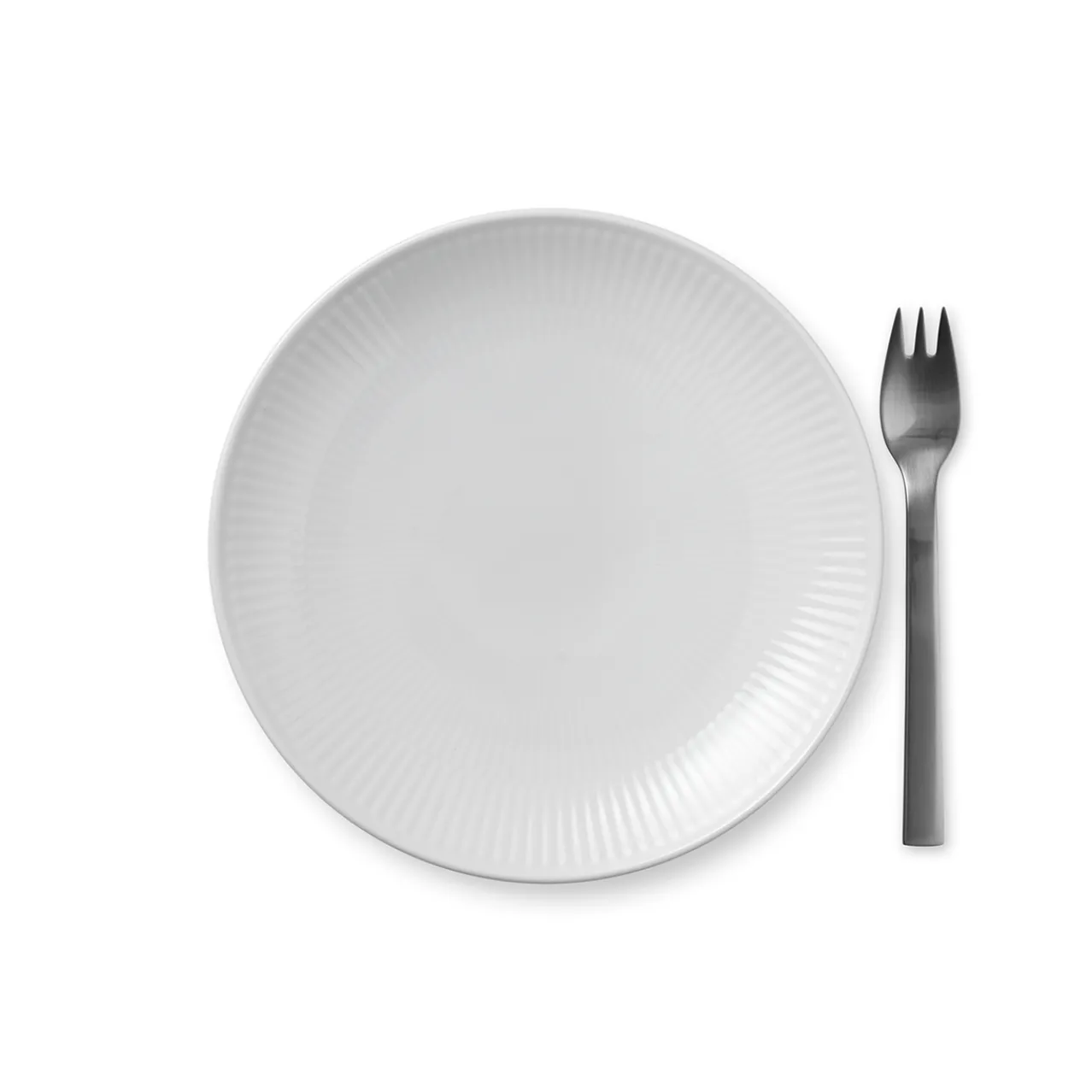 White Fluted Plate Coupe, 19 cm